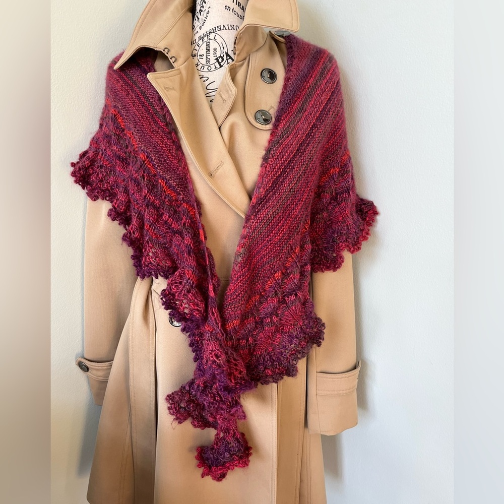 Elegant Burgundy Knit Wrap - Picture 13 of 15
